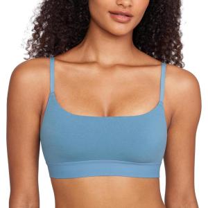 imageINLYRIC Womens Cotton Bralette  Wireless Unlined Sleep Comfortable Seamless Cami BraUniverse Blue