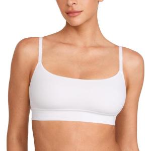 imageINLYRIC Womens Cotton Bralette  Wireless Unlined Sleep Comfortable Seamless Cami BraWhite