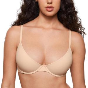 imageINLYRIC Womens Inbarely Plus Balconette Bra  Lightly Padded Underwire Sexy Tshirt Demi Bras SupportiveBeige
