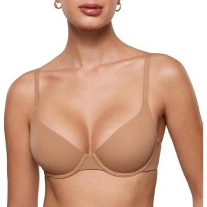 imageINLYRIC Womens Inbarely Plus Demi Bra  Balconette Unlined Underwire Plunge Bras No Padding ComfortableGravel Beige  Go Up a Cup Size