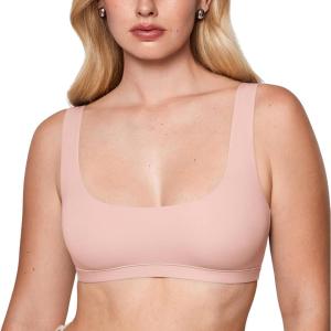 imageINLYRIC Womens Inbarely Soft Bralettes Scoop Neck Seamless Unlined Comfortable Double Layer BraletteBlush Pink