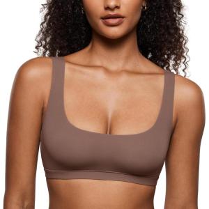 imageINLYRIC Womens Inbarely Soft Bralettes Scoop Neck Seamless Unlined Comfortable Double Layer BraletteBrown Purple