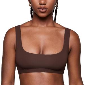imageINLYRIC Womens Inbarely Soft Bralettes Scoop Neck Seamless Unlined Comfortable Double Layer BraletteHazelnut