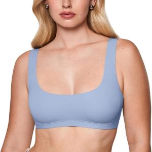 imageINLYRIC Womens Inbarely Soft Bralettes Scoop Neck Seamless Unlined Comfortable Double Layer BraletteMoonlight Blue
