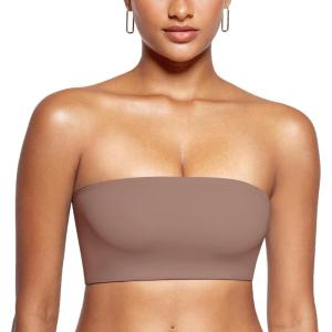 imageINLYRIC Womens Inbarely Strapless Bandeau Bra Bralette Tube Top Seamless Comfortable Stretchy Non Padded Bras TopsBrown Purple