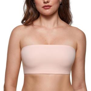 imageINLYRIC Womens Inbarely Strapless Bandeau Bra Bralette Tube Top Seamless Comfortable Stretchy Non Padded Bras TopsGentle Rose
