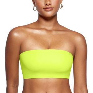 imageINLYRIC Womens Inbarely Strapless Bandeau Bra Bralette Tube Top Seamless Comfortable Stretchy Non Padded Bras TopsGrass Green