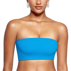 imageINLYRIC Womens Inbarely Strapless Bandeau Bra Bralette Tube Top Seamless Comfortable Stretchy Non Padded Bras TopsMadagascar Blue