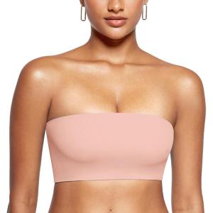 imageINLYRIC Womens Inbarely Strapless Bandeau Bra Bralette Tube Top Seamless Comfortable Stretchy Non Padded Bras TopsMarshmallow Pink