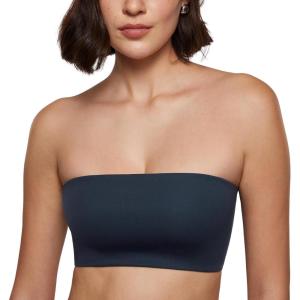 imageINLYRIC Womens Inbarely Strapless Bandeau Bra Bralette Tube Top Seamless Comfortable Stretchy Non Padded Bras TopsTrue Navy