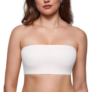 imageINLYRIC Womens Inbarely Strapless Bandeau Bra Bralette Tube Top Seamless Comfortable Stretchy Non Padded Bras TopsWhite