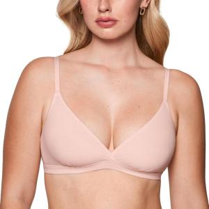 imageINLYRIC Womens Inbarely Triangle Bralette Comfortable Unlined V Neck Wireless Smoothing Bra Top StretchGentle Rose