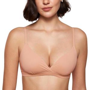 imageINLYRIC Womens Inbarely Triangle Bralette Comfortable Unlined V Neck Wireless Smoothing Bra Top StretchGrapefruit Orange