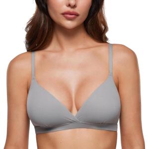 imageINLYRIC Womens Inbarely Triangle Bralette Comfortable Unlined V Neck Wireless Smoothing Bra Top StretchNeutral Gray