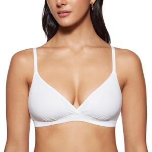 imageINLYRIC Womens Inbarely Triangle Bralette Comfortable Unlined V Neck Wireless Smoothing Bra Top StretchWhite