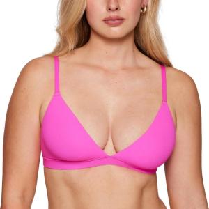 imageINLYRIC Womens Inbarely Triangle Bralette Plunge Unlined Seamless Bra No Underwire Sexy Comfortable EverydayBright Pink