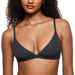 imageINLYRIC Womens Inbarely Triangle Bralette Plunge Unlined Seamless Bra No Underwire Sexy Comfortable EverydayGraphite Grey