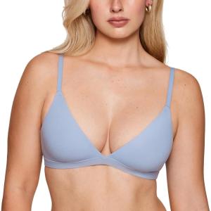 imageINLYRIC Womens Inbarely Triangle Bralette Plunge Unlined Seamless Bra No Underwire Sexy Comfortable EverydayMoonlight Blue