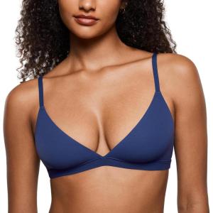 imageINLYRIC Womens Inbarely Triangle Bralette Plunge Unlined Seamless Bra No Underwire Sexy Comfortable EverydayNightfall Blue