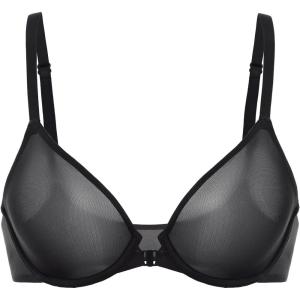 imageINLYRIC Womens Mesh Front Closure Bras Unlined Sheer Demi Plunge Supportive Comfortable No Padding Underwire BraBlack  Sheer