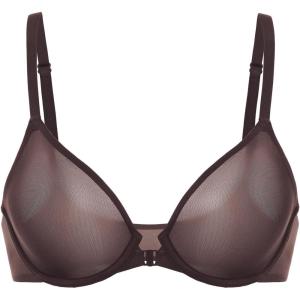 imageINLYRIC Womens Mesh Front Closure Bras Unlined Sheer Demi Plunge Supportive Comfortable No Padding Underwire BraHazelnut  Sheer