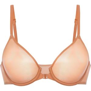 imageINLYRIC Womens Mesh Front Closure Bras Unlined Sheer Demi Plunge Supportive Comfortable No Padding Underwire BraSandstone Skin  Sheer