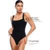 imageINLYRIC Womens Inbarely Square Neck Thong Bodysuit Sleeveless Tank Tops Slimming Backless Camisole for Going OutBlack