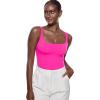 imageINLYRIC Womens Inbarely Square Neck Thong Bodysuit Sleeveless Tank Tops Slimming Backless Camisole for Going OutBright Pink