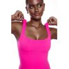 imageINLYRIC Womens Inbarely Square Neck Thong Bodysuit Sleeveless Tank Tops Slimming Backless Camisole for Going OutBright Pink