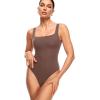 imageINLYRIC Womens Inbarely Square Neck Thong Bodysuit Sleeveless Tank Tops Slimming Backless Camisole for Going OutBrown Purple