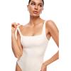 imageINLYRIC Womens Inbarely Square Neck Thong Bodysuit Sleeveless Tank Tops Slimming Backless Camisole for Going OutCoconut White