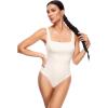 imageINLYRIC Womens Inbarely Square Neck Thong Bodysuit Sleeveless Tank Tops Slimming Backless Camisole for Going OutCoconut White