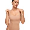 imageINLYRIC Womens Inbarely Square Neck Thong Bodysuit Sleeveless Tank Tops Slimming Backless Camisole for Going OutCream Coffee
