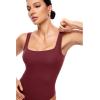 imageINLYRIC Womens Inbarely Square Neck Thong Bodysuit Sleeveless Tank Tops Slimming Backless Camisole for Going OutDark Red