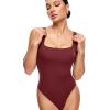 imageINLYRIC Womens Inbarely Square Neck Thong Bodysuit Sleeveless Tank Tops Slimming Backless Camisole for Going OutDark Red
