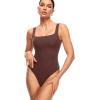 imageINLYRIC Womens Inbarely Square Neck Thong Bodysuit Sleeveless Tank Tops Slimming Backless Camisole for Going OutHazelnut
