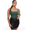 imageINLYRIC Womens Inbarely Square Neck Thong Bodysuit Sleeveless Tank Tops Slimming Backless Camisole for Going OutMidnight Emerald
