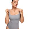 imageINLYRIC Womens Inbarely Square Neck Thong Bodysuit Sleeveless Tank Tops Slimming Backless Camisole for Going OutNeutral Gray