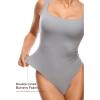 imageINLYRIC Womens Inbarely Square Neck Thong Bodysuit Sleeveless Tank Tops Slimming Backless Camisole for Going OutNeutral Gray