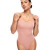 imageINLYRIC Womens Inbarely Square Neck Thong Bodysuit Sleeveless Tank Tops Slimming Backless Camisole for Going OutRose Tan