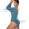 imageINLYRIC Womens Natrelax Square Neck Long Sleeve Bodysuit Sexy Backless Double Lined Basic Tops BoodysuitsBlue Ashes