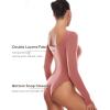 imageINLYRIC Womens Natrelax Square Neck Long Sleeve Bodysuit Sexy Backless Double Lined Basic Tops BoodysuitsBriar Rose