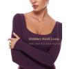 imageINLYRIC Womens Natrelax Square Neck Long Sleeve Bodysuit Sexy Backless Double Lined Basic Tops BoodysuitsDeep Purple