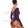imageINLYRIC Womens Natrelax Square Neck Long Sleeve Bodysuit Sexy Backless Double Lined Basic Tops BoodysuitsDeep Purple