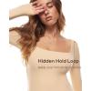 imageINLYRIC Womens Natrelax Square Neck Long Sleeve Bodysuit Sexy Backless Double Lined Basic Tops BoodysuitsTan Milkshake