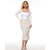 imageINLYRIC Womens Natrelax Square Neck Long Sleeve Bodysuit Sexy Backless Double Lined Basic Tops BoodysuitsWhite