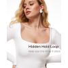 imageINLYRIC Womens Natrelax Square Neck Long Sleeve Bodysuit Sexy Backless Double Lined Basic Tops BoodysuitsWhite