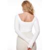 imageINLYRIC Womens Natrelax Square Neck Long Sleeve Bodysuit Sexy Backless Double Lined Basic Tops BoodysuitsWhite