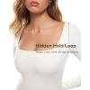 imageINLYRIC Womens Natrelax Square Neck Long Sleeve Bodysuit Sexy Backless Double Lined Basic Tops BoodysuitsWhite Apricot