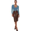 imageINLYRIC Womens Natrelax V Neck Long Sleeve Bodysuit Sexy Thong Body suits Tops Double LinedBlue Ashes